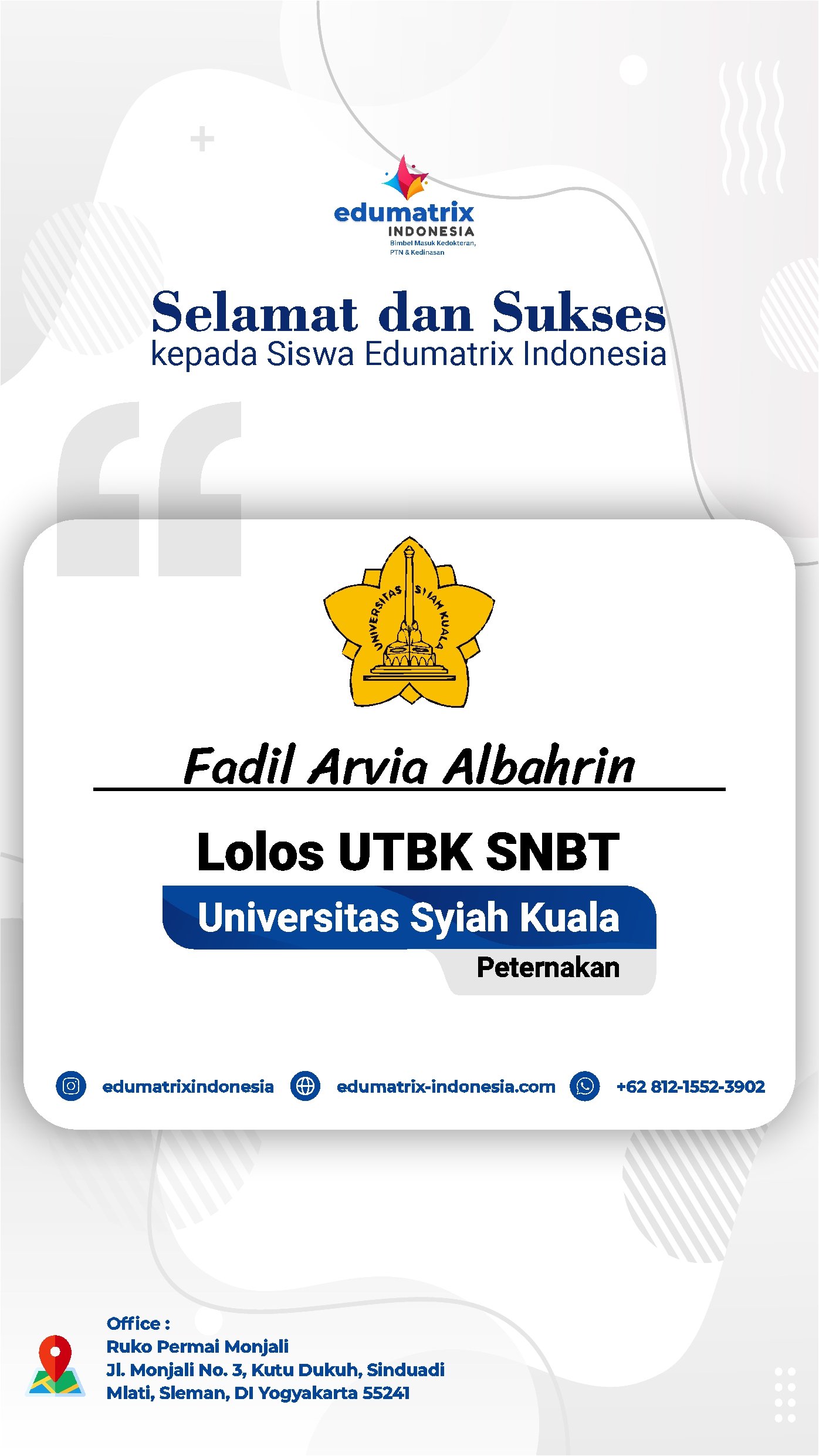 Lolos UTBK SNBT_Fadil Arvia Albahrin Lolos UTBK SNBT_Fadil Arvia Albahrin